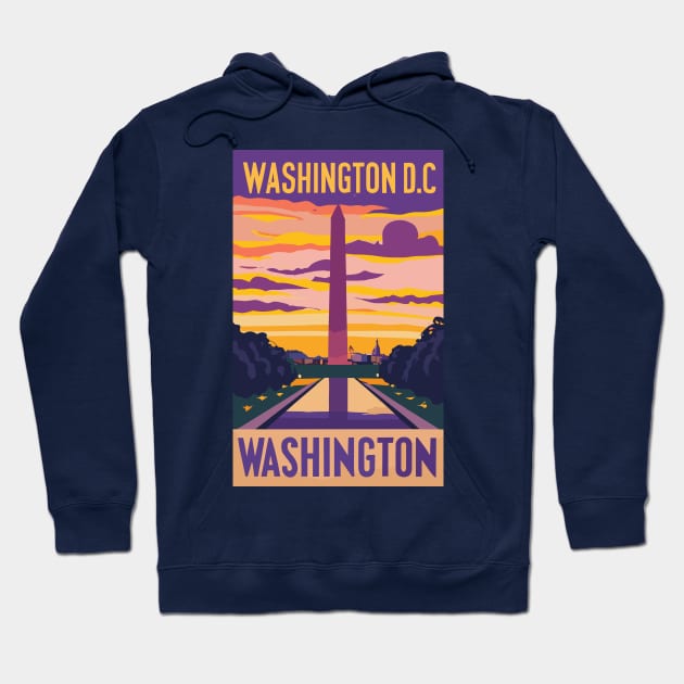 A Vintage Travel Art of Washington DC - US Hoodie by goodoldvintage